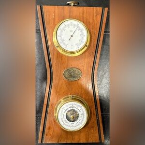 OXY Cities Services Brass Vintage Rain & Barometer Gauge Wall Plaque 25yrs